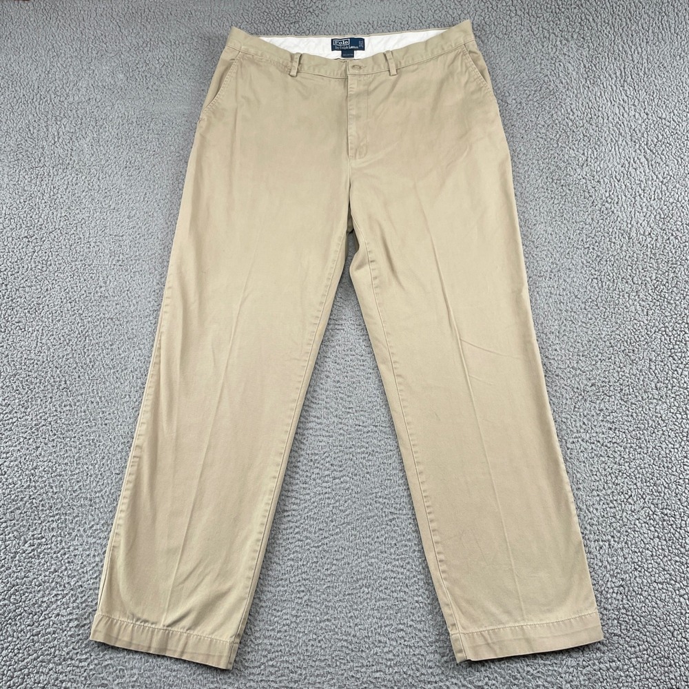 Polo Ralph Lauren Pants Mens 38/32 Tan Classic Chino Straight Leg Cotton Twill